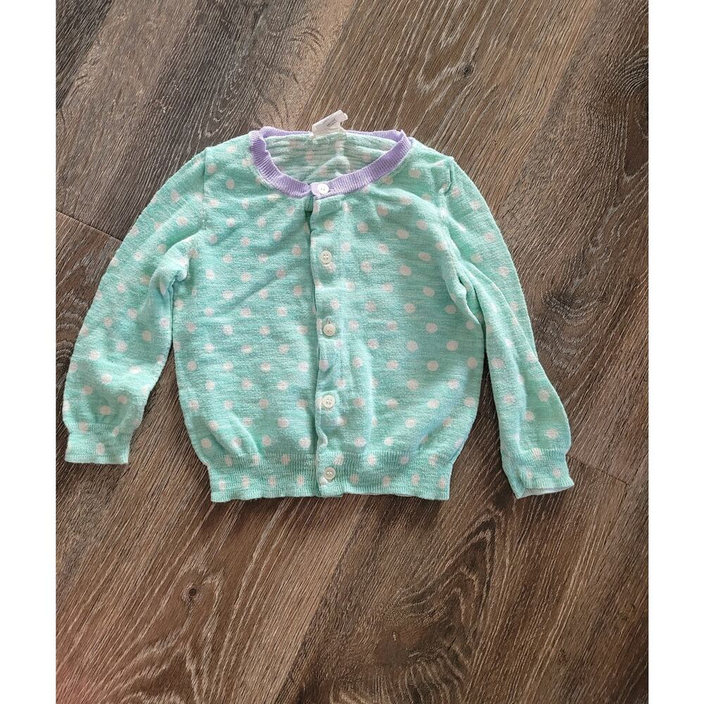 Crewcuts Girls Polka Dot Button Up Sweater Mint with Purple size 5 #8